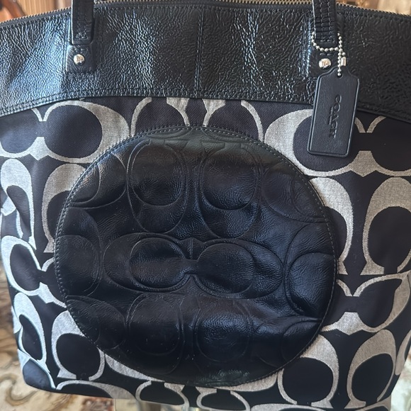 Coach Black and Gray Circle Accent Tote - Picture 2 of 8